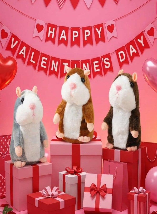 Motionchic 3 Pcs Talking Hamster Repeats What You Say Valentines Interactive Stuffed Plush Animal Hamster Toys Talking Mouse Toys for Kids Birthday Valentines Exchange Gifts Boys Girls Early Learning - Image 2